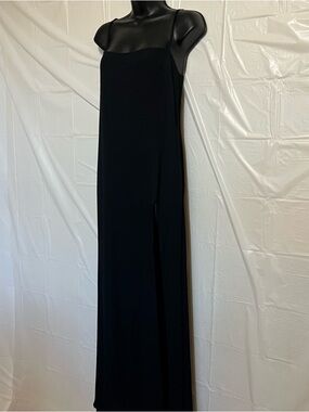 Reformation Black Slip Maxi Dress High Slit Spaghetti Strap Small